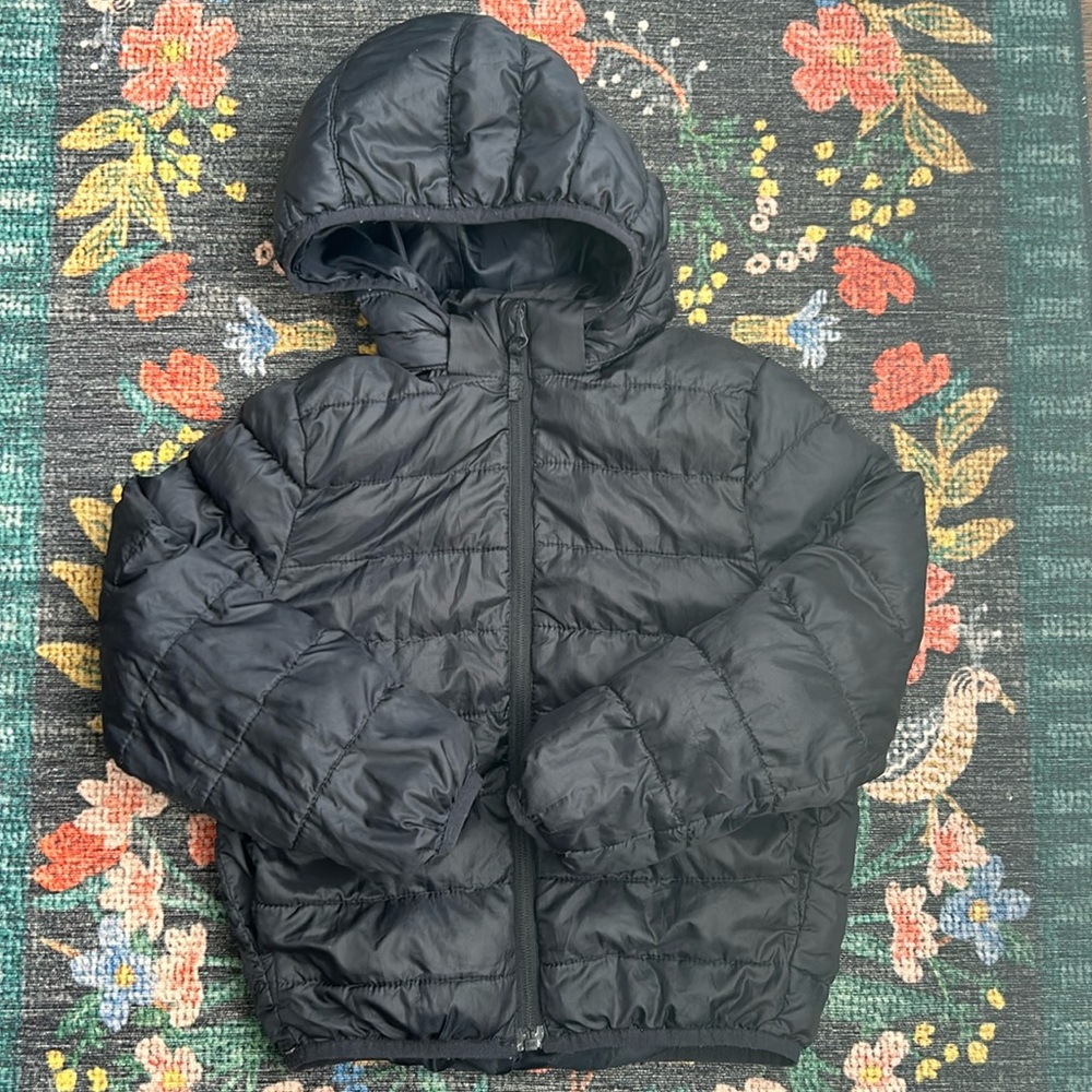 H&M Boys Lightweight Hooded Navy Blue Puffer Coat, Size 6X/7